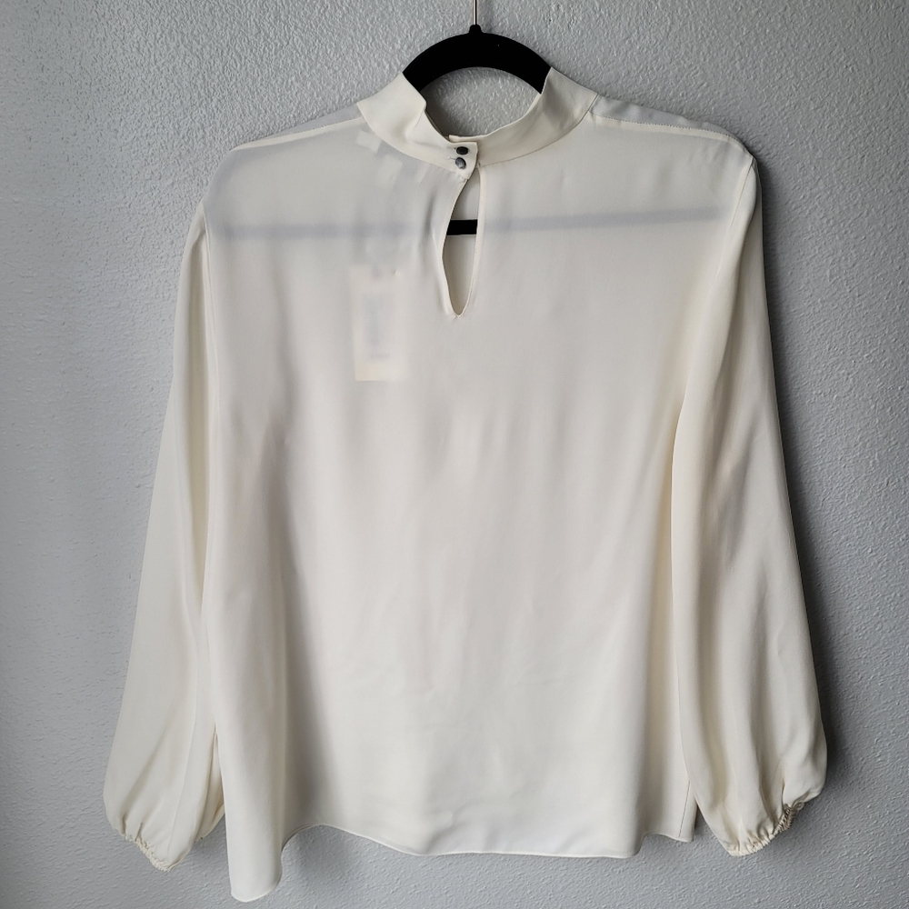 Ted Baker High Neck Keyhole Long Sleeve Blouse Size 4/US 10 In Cream NWT - Picture 4 of 9